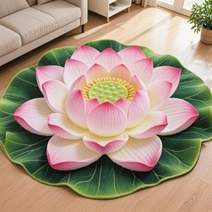 荷花中国风卧室圆形古典客厅立体家用3d 莲花跪拜跪垫地毯满铺中式