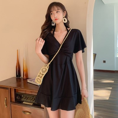 胖mm游泳衣连体保守大胸聚拢加肥遮肚显瘦带钢托裙式大码温泉泳装