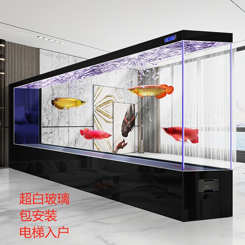 2025客厅中大型屏风玄关隔断懒人自动循环生态水族箱超白玻璃鱼缸