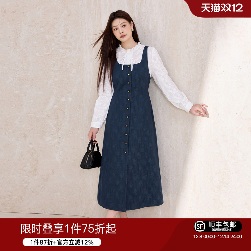 蓝语大码女装气质优雅连衣裙