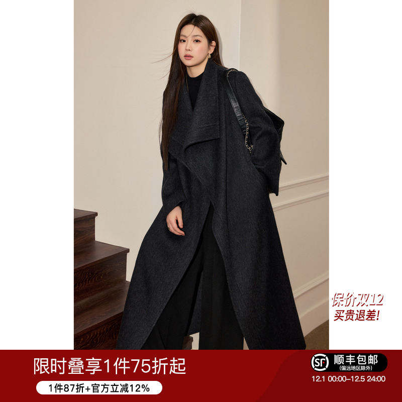 气质优雅呢大衣大码女装蓝语