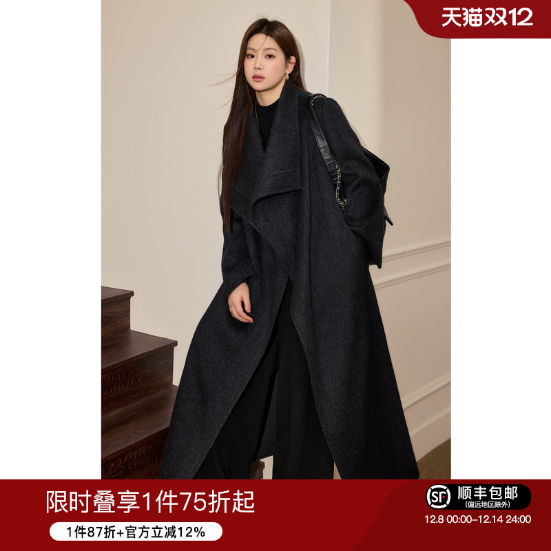 气质优雅呢大衣大码女装蓝语