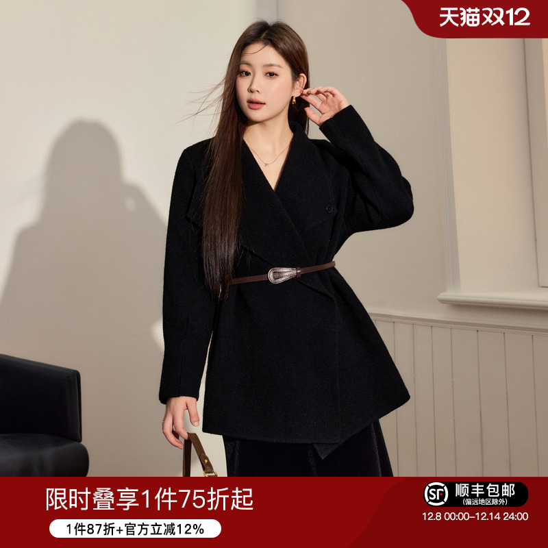 大码女装蓝语气质优雅外套