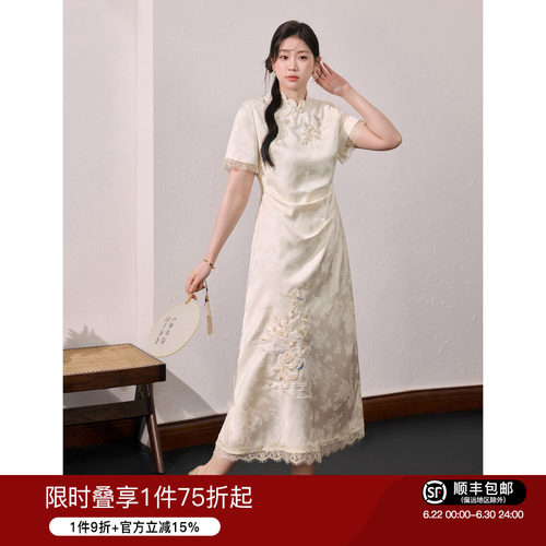 蓝语大码女装气质优雅连衣裙