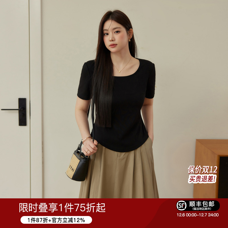 大码女装蓝语舒适通勤基础款T恤