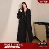 巨显瘦气质长款 蓝语大码 胖mm英伦风宽松收腰黑色风衣2026春季 外套