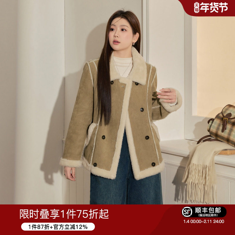 蓝语大码巴恩风仿羊羔毛皮毛一体麂皮绒保暖棉服冬季显瘦机车外套,女装/女士精品,常规大码外套,淘宝优惠券,粉丝福利购,淘宝优惠卷