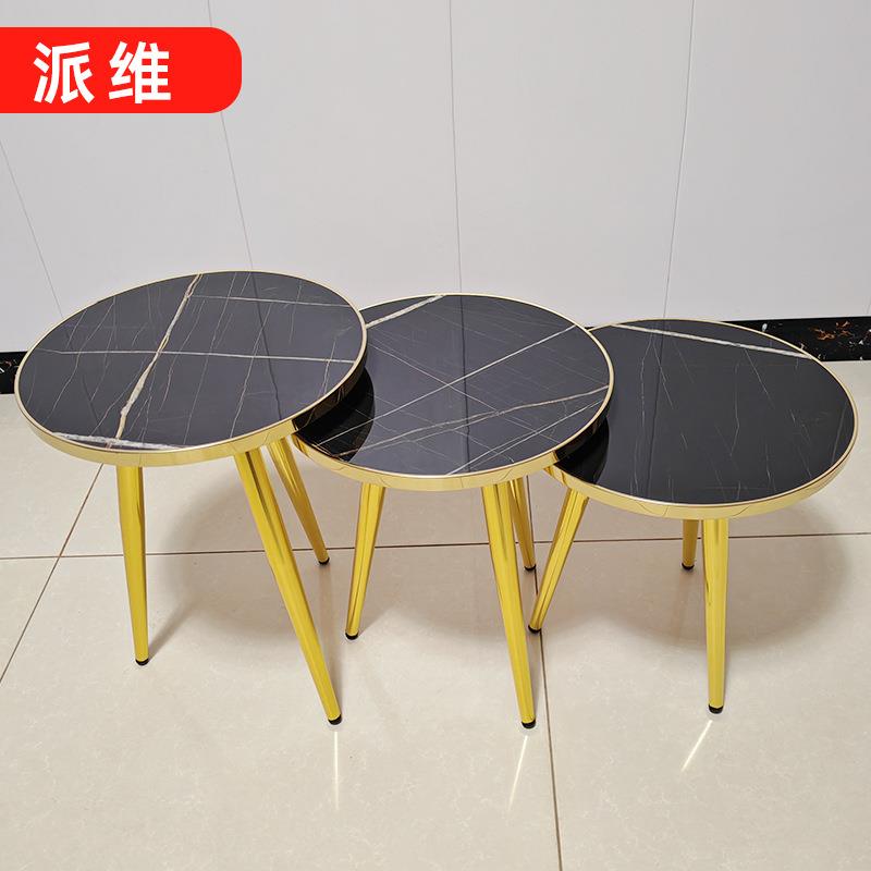 轻奢简约小圆桌三件套家用客厅休闲洽谈桌小户型迷你茶几沙发边几