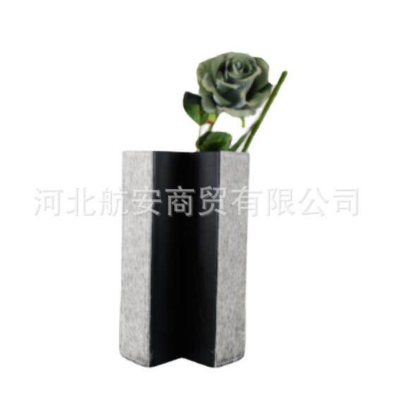 现代简约创意皮质马毛花器样板房售楼处桌面茶几软装饰品工艺品