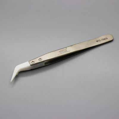 卫特斯WTS-75MZB弯尖头陶瓷镊子防磁耐酸碱耐高温ESD不锈钢夹子