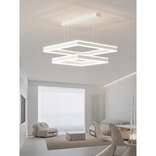 超厚铝材客厅方块吊灯简约现代网红北欧白色轻奢大气超亮大厅主灯