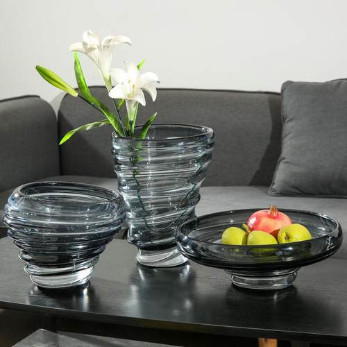 玻璃花瓶简约现代样板间软装饰品家居插花器客厅玄关餐桌琉璃摆件