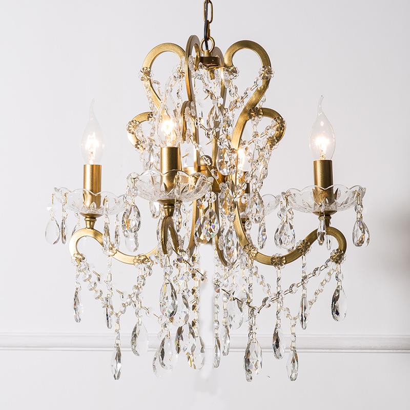 法式吊灯客厅餐厅灯美式复古水晶灯具白色奶油风公主房主卧室灯饰
