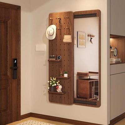 实木洞洞板穿衣镜隐形推拉全身镜子关闭隐藏可遮挡壁挂玄关试衣镜