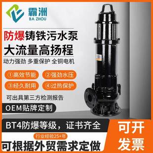 防爆认证WQ无堵塞抽水泵地下室工程污水泵大流量高扬程排污泵厂家