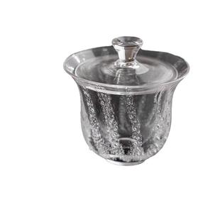 手工气泡水晶玻璃盖碗家用复古耐热泡茶杯分茶器防烫手抓碗