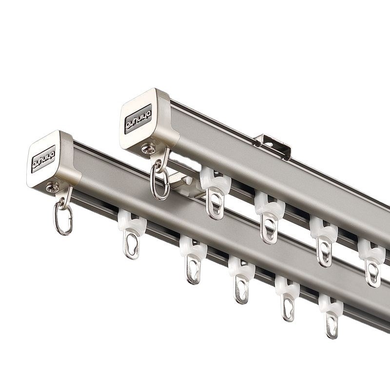 加厚窗帘轨道铝合金静音窗帘轨道窗帘滑道窗帘直轨路轨导轨双轨