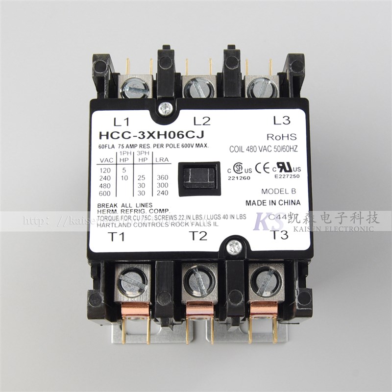 480V 60A HCC-3XH06CJ Hartland Controls工业美式三相交流接触器