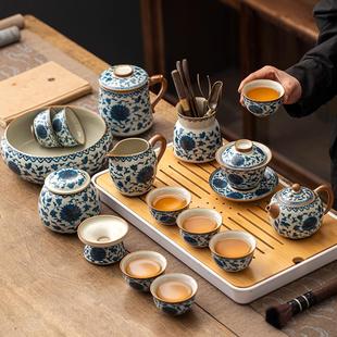 茶具套装 2024新款 青花汝窑茶壶功夫茶杯家用轻奢高档盖碗礼盒装