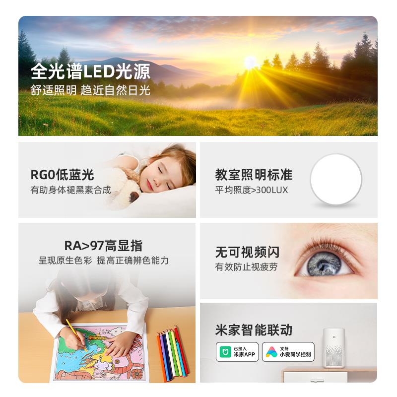 初识照明 高亮全光谱护眼吸顶灯 现代简约大气卧室儿童房客厅套餐