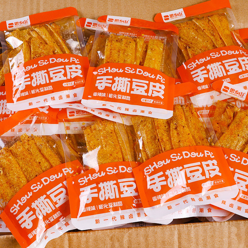 思乡山手撕豆皮湖南特产平江香辣豆干麻辣零食辣条小包装怀旧零食