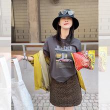 莉贝琳sisy印花T恤女2025春季新款160g全棉宽松H版休闲短袖薄上衣