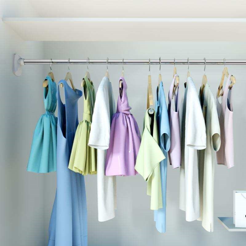 伸缩式小型晾衣架宿舍挂单杆简易撑杆门帘遮帘短帘窗帘毛巾伸缩杆