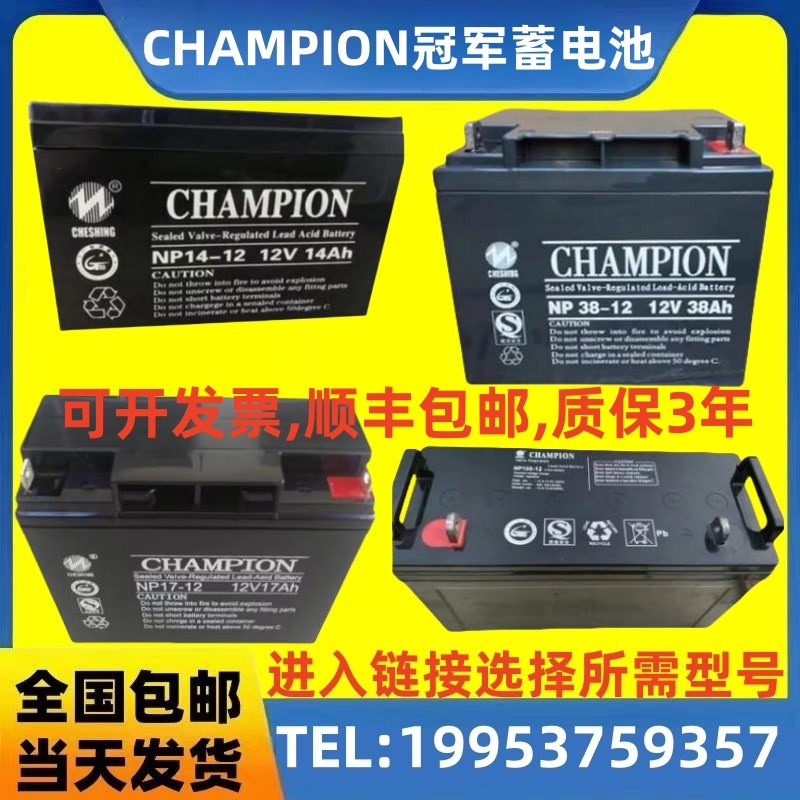 CHAMPION冠军蓄电池NP38-12 12V7AH14AH17A24AH38A65AH100AH 消防