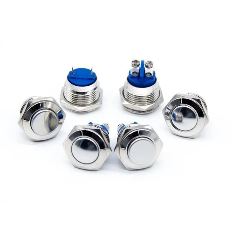 16MM金属按钮开关2脚自复位启动电源点动开关汽车喇叭改装螺丝