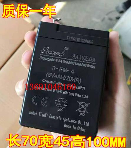 SAIKEDA赛克达蓄电池 3-FM-4 6V4AH/20HR 童车 玩具车 电子秤电瓶
