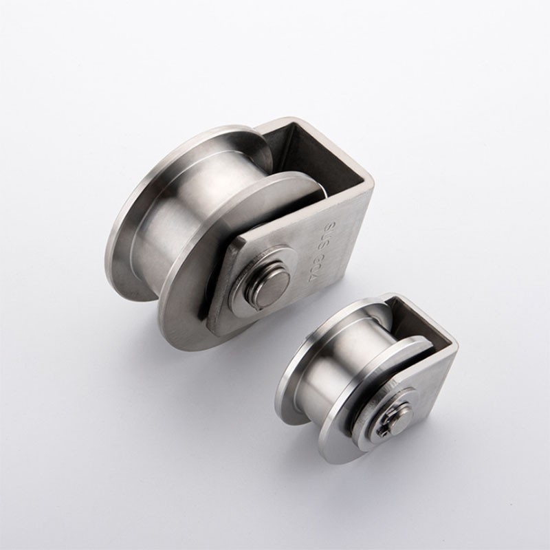 304不锈钢轴承滑轮u型v型滑轮轨道轮钢丝绳滑轮起重平移门定滑轮