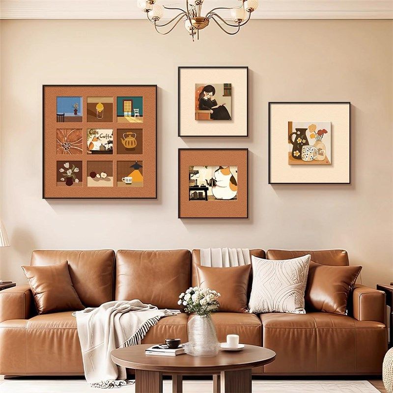 中古风美拉德卡通客厅装饰画 画沙发背景墙挂G画 画法式小众饭厅,家居饰品,现代装饰画,淘宝优惠券,粉丝福利购,淘宝优惠卷