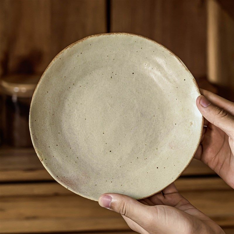 浅盘粗陶复古盘子菜盘家用日式餐具D餐盘高级感西餐牛排盘水果盘,餐饮具,盘,淘宝优惠券,粉丝福利购,淘宝优惠卷