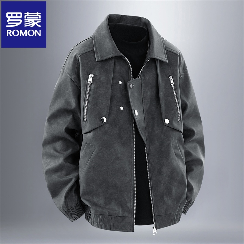 罗蒙复古皮衣外套男士皮夹克男装