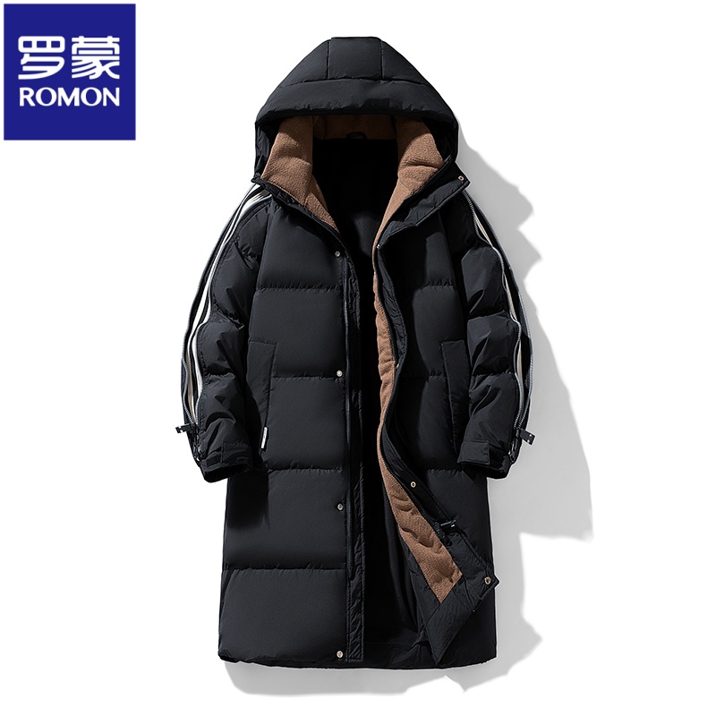 罗蒙中长款羽绒服男款保暖外套