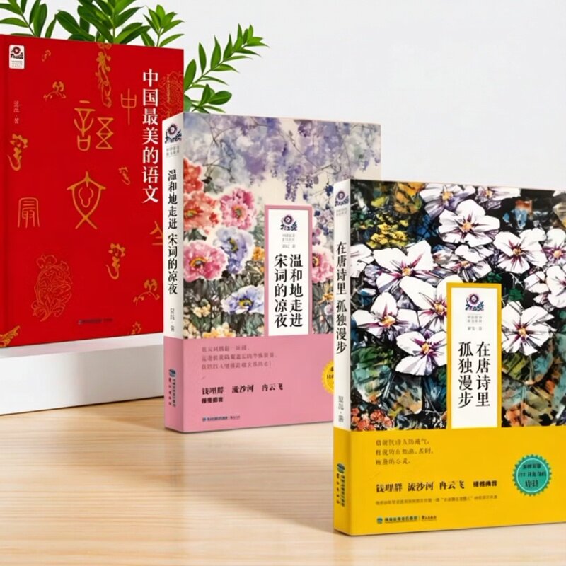 夏昆作品三册在唐诗里孤独漫步温和地走进宋词的凉夜中国美的语文 古代文学唐诗宋词鉴赏 涵盖初唐四杰王维李白等鹭江出版社C