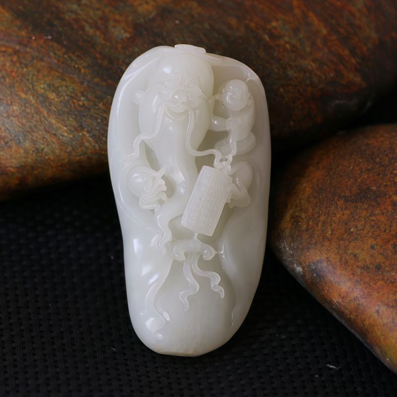 新疆和田玉黄沁独籽手镯平安扣青花籽料墨玉挂件白玉洒金皮手串