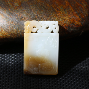 新疆和田玉黄沁独籽手镯平安扣青花籽料墨玉挂件白玉洒金皮手串