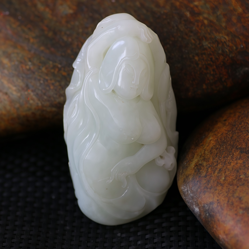 新疆和田玉黄沁独籽手镯平安扣青花籽料墨玉挂件白玉洒金皮手串