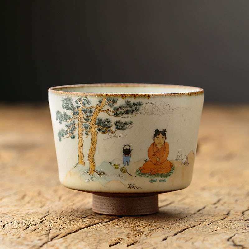汝窑手绘品茗杯功夫茶杯开片可养 景德镇手工陶瓷主人杯小茶碗,电子元器件市场,其它元器件,淘宝优惠券,粉丝福利购,淘宝优惠卷