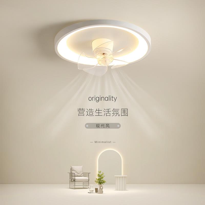 主卧室灯360度摇头风扇灯2025年新款儿童房间静音一体电扇吸顶灯