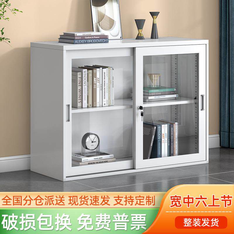 江苏省苏州市办公文件柜矮柜凭证资料柜铁皮柜玻璃带锁移门储物柜