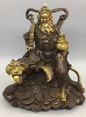 铜赵公明摆件家用店铺公司武财神铜像骑虎财神赵公明摆设