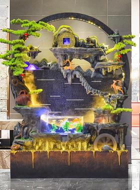 大型假山流水摆件循环水幕墙客厅公司开业礼品装饰高山喷泉加湿器