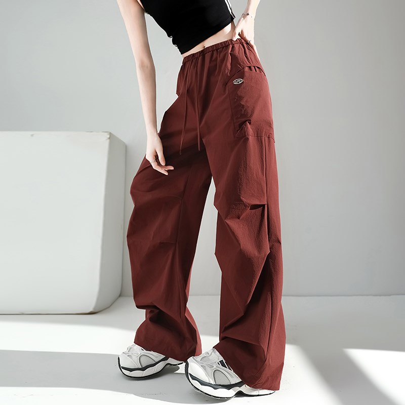美式复古高个子工装裤女2025新款夏季薄款高腰宽松显瘦束脚阔腿裤