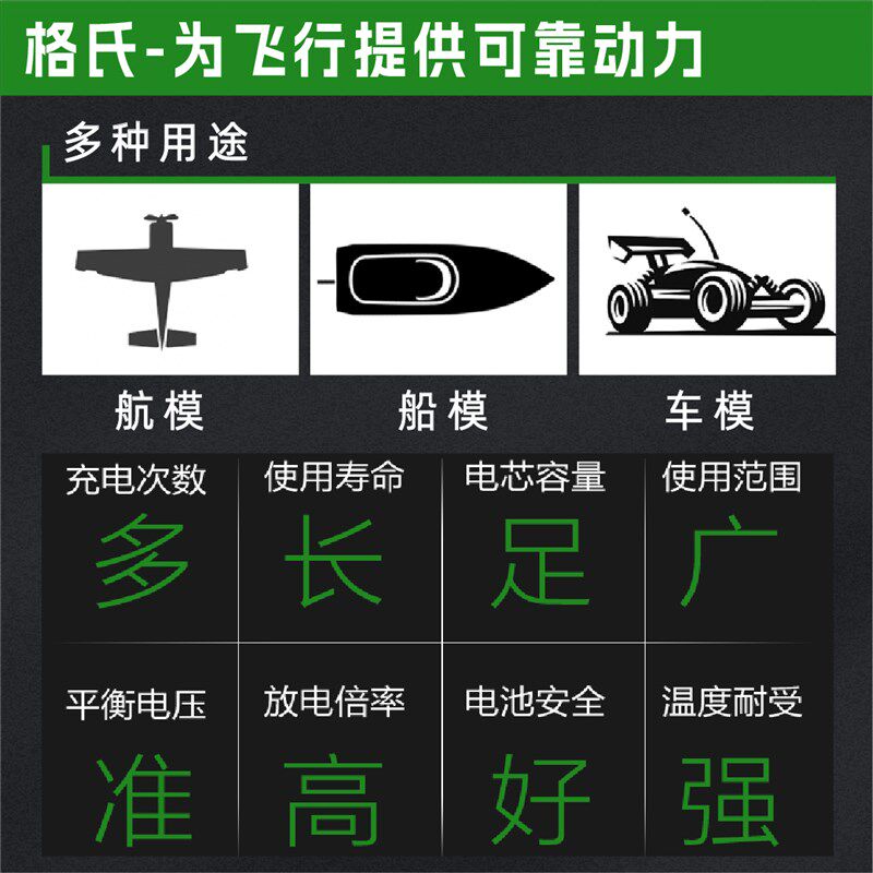 格式格氏6S锂电池航模电池4S高倍率无人机动力电池2700mah1800mah