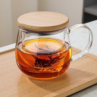 泡茶杯子家用女士喝水杯新款 玻璃茶杯茶水分离杯办公室男士 花茶杯