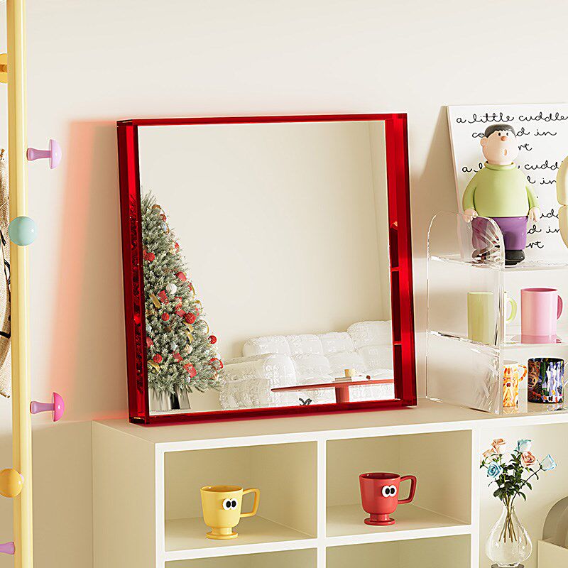 镜子化妆镜桌面台式网红高级感美妆镜多巴胺家用卧室梳妆台镜