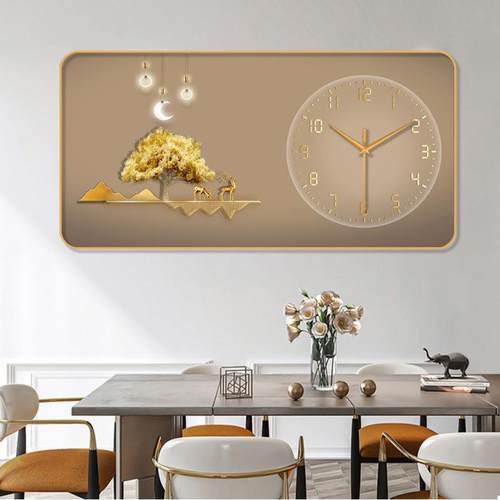 装饰画轻奢静音时钟现代钟表挂钟客厅家用餐厅表