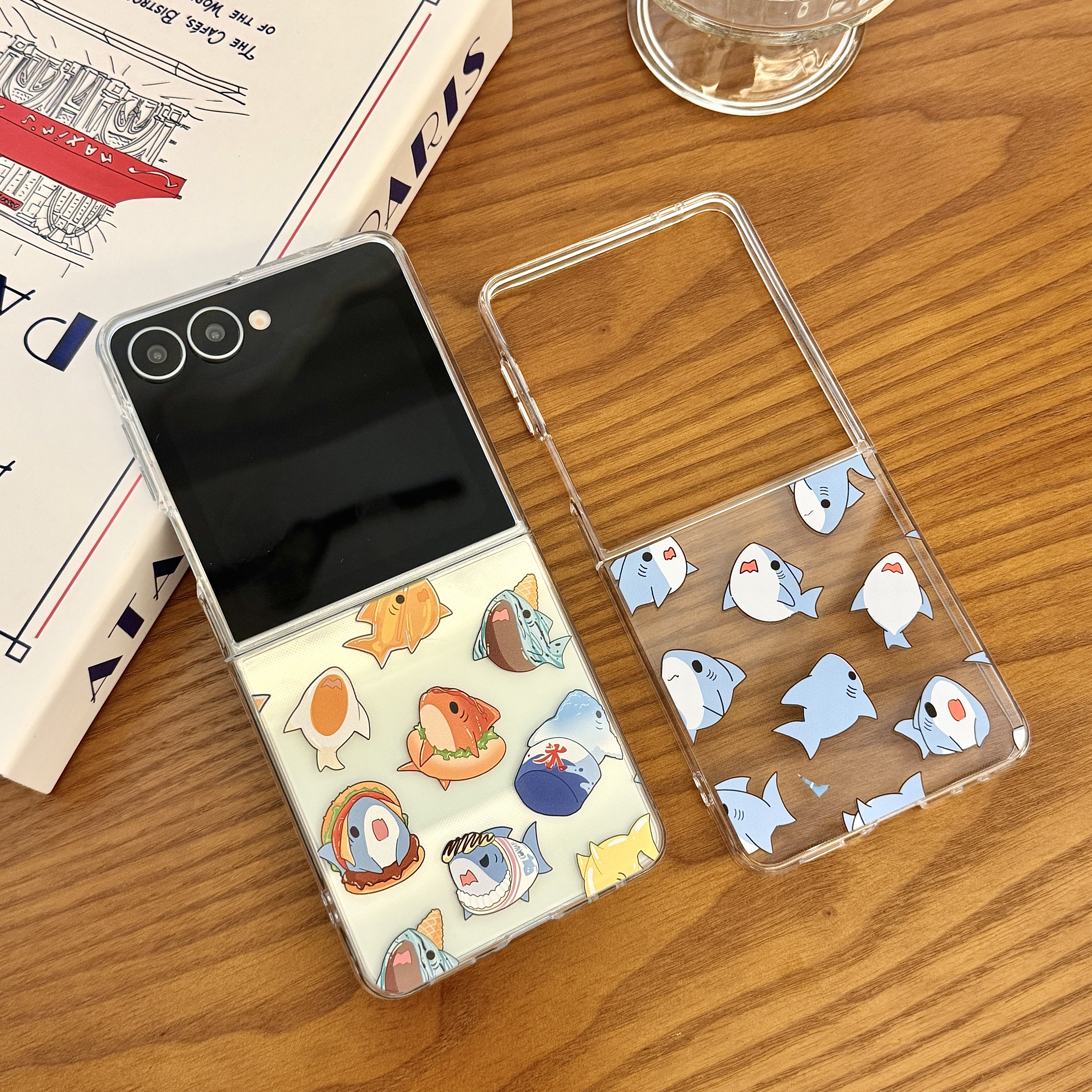 蓝色小鲨鱼 食物鲨鱼适用新款三星Zflip7手机壳超薄Zflip6保护套透明防指纹Zflip5折叠屏抗氧化防摔